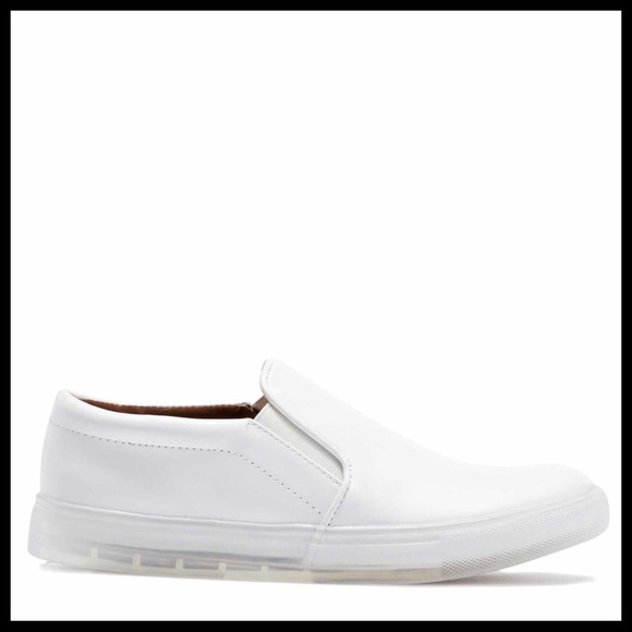 WHITE PLATFORM SLIP ON LOW TOPS SNEAKERS A2C - Picture 5 of 8